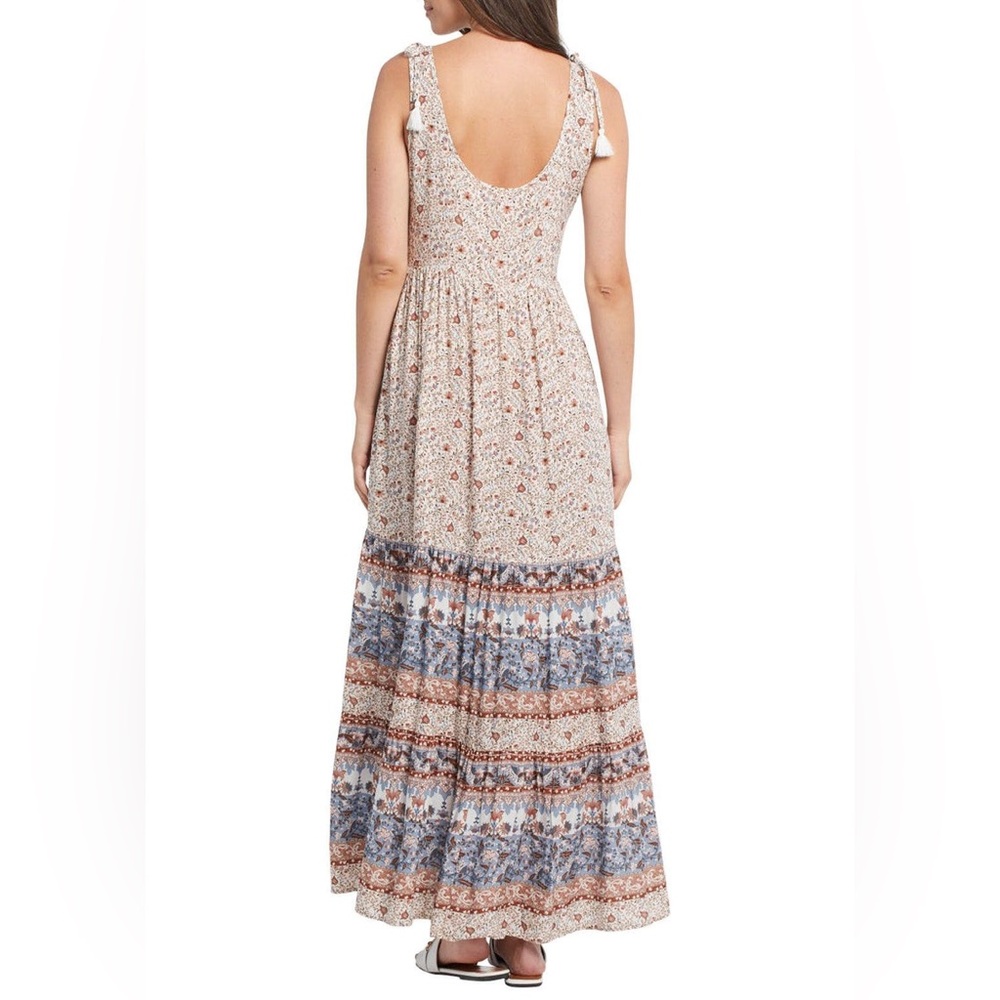 Tribal Border Print Maxi dress in ‘warm sand’